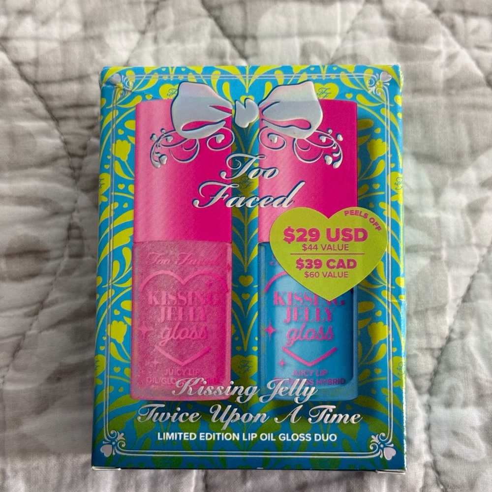 TOO FACED kissing jelly twice upon a time limited edition lip oil GLOSS DUO NEW!